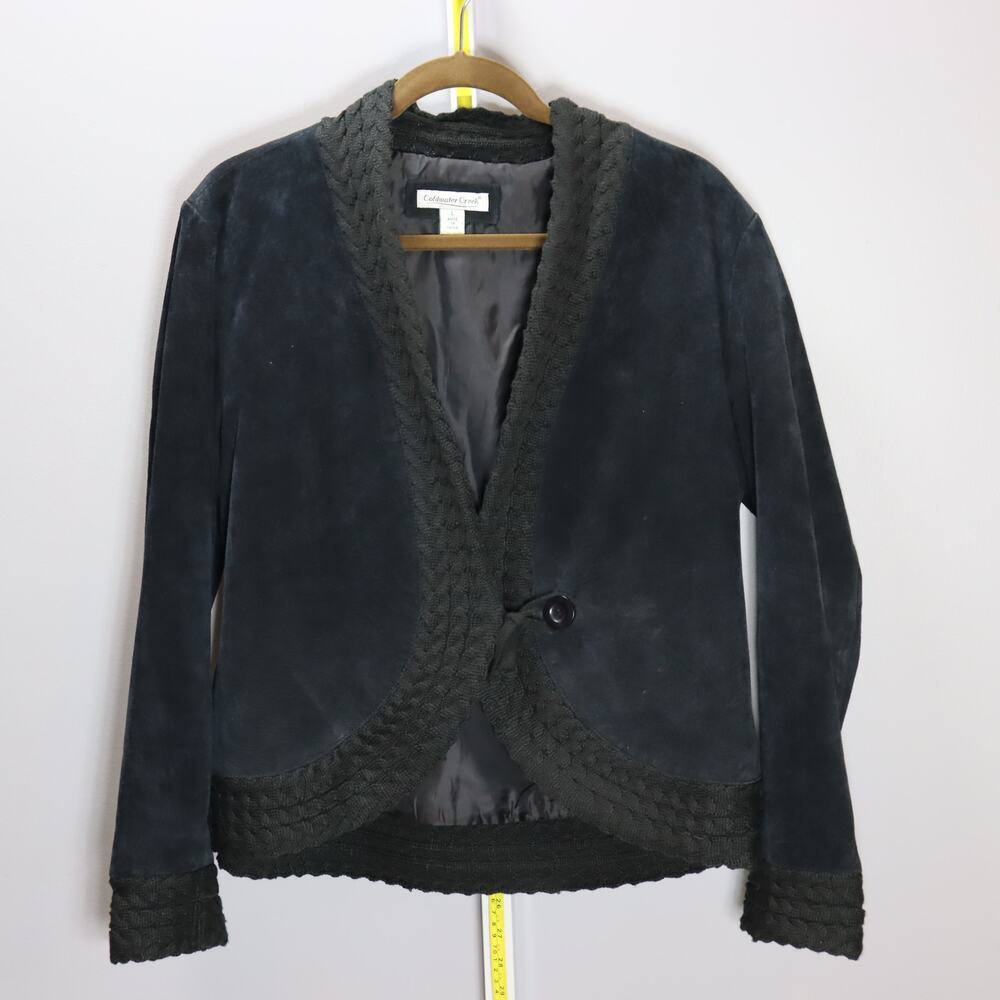 Coldwater Creek Black Suede Knit Trim Jacket Women’s L